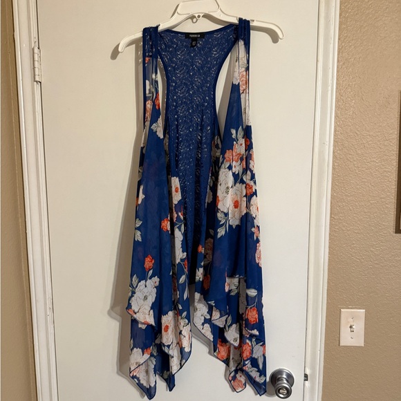 torrid Jackets & Blazers - Torrid Blue Lace Sleeveless Top